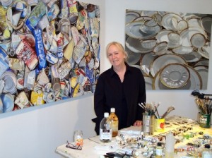 Artist Leslie Parke in her studio