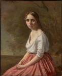 Jean-Baptiste-Camille Corot (French, 1796–1875), Young Woman in a Pink Skirt, c. 1845–50. Oil on canvas, 18 13/16 x 15 1/2 in. (47.8 x 39.3 cm). Sterling and Francine Clark Art Institute, Williamstown, Massachusetts, 1955.541
