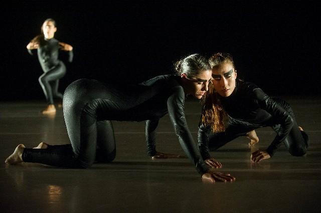 Candice Schnurr and Hyerin Lee of LeeSaar The Company in 'Grass and Jackals' (photo Christopher Duggan)