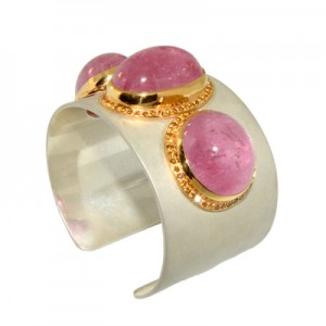 Pink tourmaline cuff bracelet from Jewelz