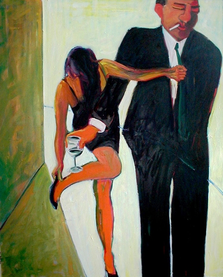Lucy and Lou, 1999  72 x 60 inches oil on canvas by Michael Crawford