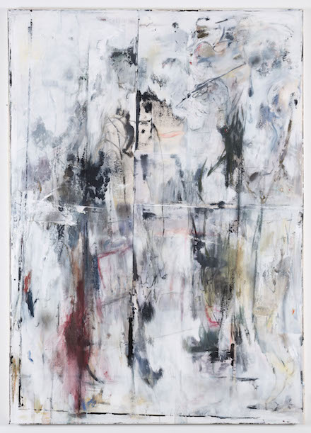 TED GAHL, Commuter (Lemming Urge), 2015. Oil, oil pastel, acrylic, china marker, ink, enamel, graphite, colored pencil on canvas, 84 x 60 inches, 213.36 x 152.4 cm. Image courtesy of Peter Mauney. 