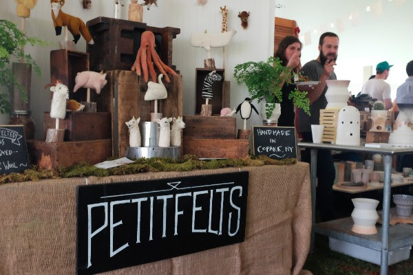Petit Felts - maker of a menagerie of handfelted puppets - at Hudson River Exchange (photo courtesy Hudson River Exchange)