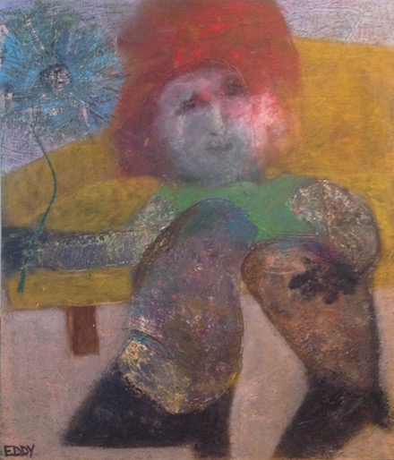 David Eddy,  Girl with Flower, acrylic on panel